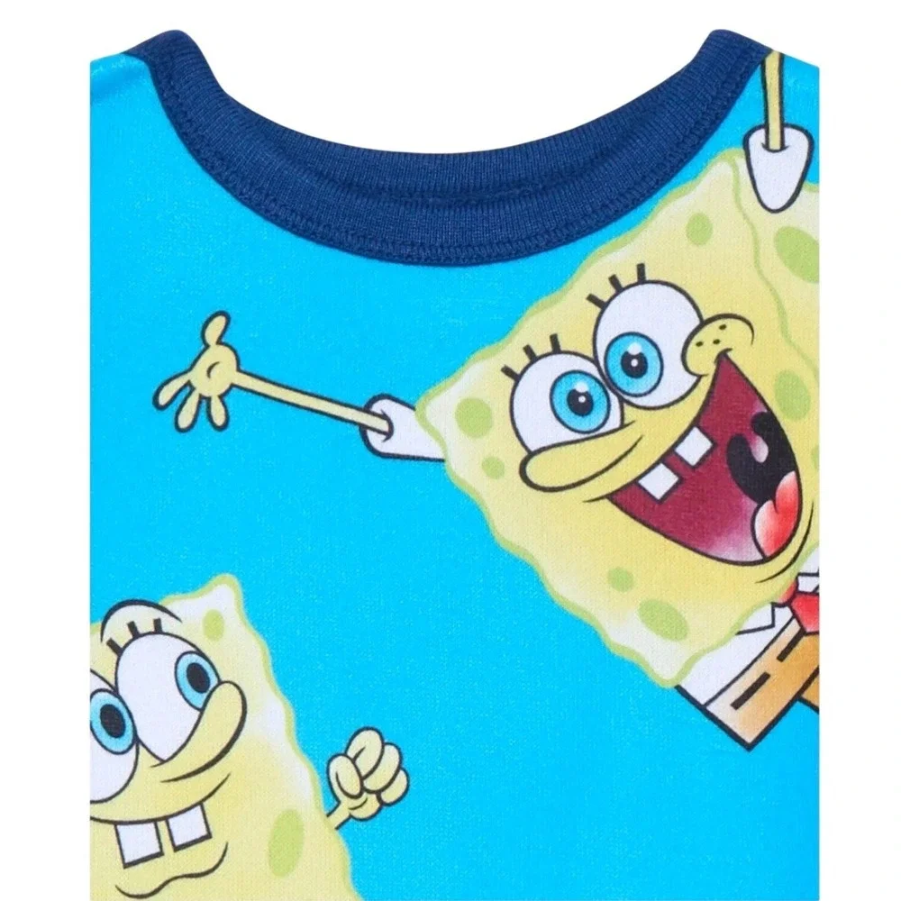 NWT Spongebob Squarepants Boys Pajamas Set Size 4 Blue Long Sleeve Cartoon Gift‎